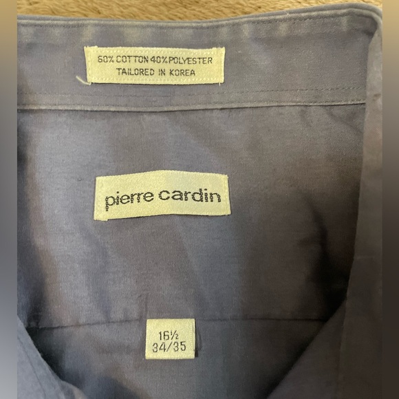 Pierre Cardin Vintage Gray/Bluish Button Down Shirt Men’s 16 1/2 34/35 - Picture 2 of 9